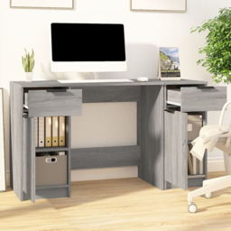 vidaXL 2 Door 2 Drawer Computer Desk Grey Sonoma - Size: 75 x 133.5 x 50cm - Wilko