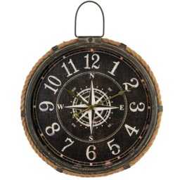 Brown Nautical Compass Round Wall Clock 58cm - Size: 47 x 58 x 7cm - Wilko - thumbnail 1