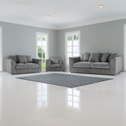Luxor 6 Seater Grey Jumbo Cord Scatter Back Sofa Suite - Wilko - thumbnail 1
