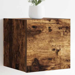 vidaXL Single Door Brown Smoked Oak Wall Mounted TV Cabinet - Size: 30 x 30.5 x 30cm - Wilko