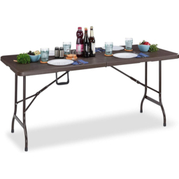Gr8 Garden Wooden Effect Heavy Duty Folding Table - Size: 74 x 180 x 74cm - Brown - Wilko - thumbnail 3