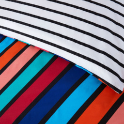 Rapport Home Double Oxford Bright Stripe Microfibre Reversible Duvet Cover Set - Blue - Wilko - thumbnail 4