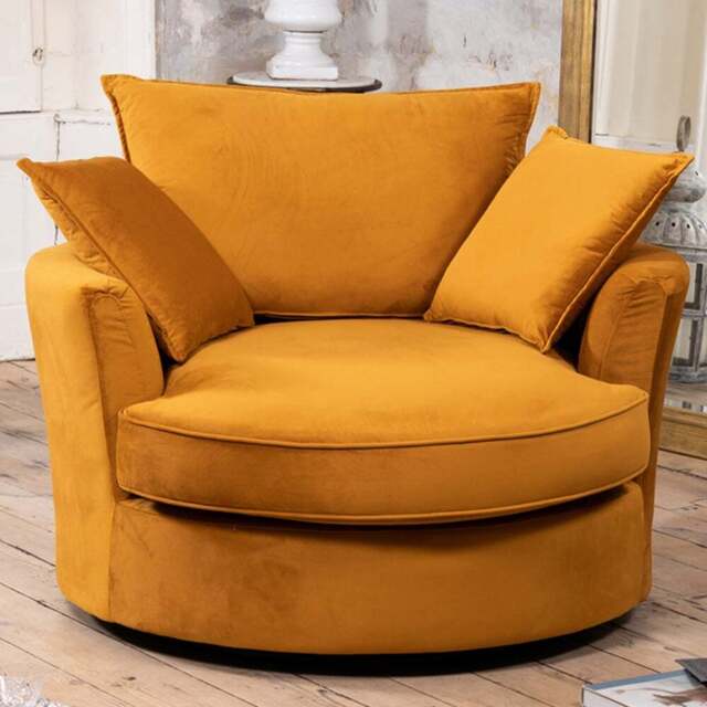 Artemis Home Havana Orange Velvet Swivel Cuddle Chair - Size: Single - Wilko - image 1