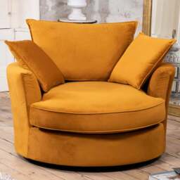 Artemis Home Havana Orange Velvet Swivel Cuddle Chair - Size: Single - Wilko