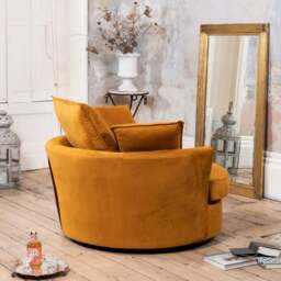 Artemis Home Havana Orange Velvet Swivel Cuddle Chair - Size: Single - Wilko - thumbnail 4