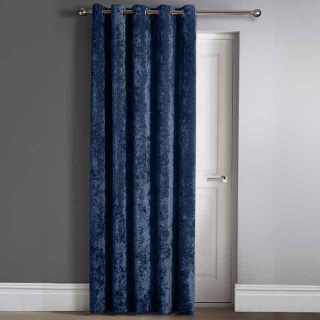 Intimates Navy Blue Crushed Velvet Door Curtain 117X213cm - Size: W 117 x D 213cm - Wilko - image 1