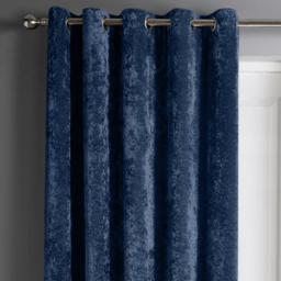 Intimates Navy Blue Crushed Velvet Door Curtain 117X213cm - Size: W 117 x D 213cm - Wilko - thumbnail 3