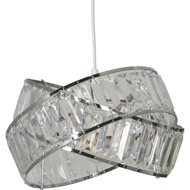 Lighting Collection Jarell Chrome and Clear Acrylic Ceiling Lamp Shade 30cm - Size: 22 x 30 x 30cm - Wilko - image 1