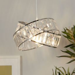 Lighting Collection Jarell Chrome and Clear Acrylic Ceiling Lamp Shade 30cm - Size: 22 x 30 x 30cm - Wilko - thumbnail 3