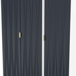 Crowndale Diamond 3 Door Indigo Matt and White Tall Wardrobe Ready Assembled - Indigo Matt & White - Wilko - thumbnail 6