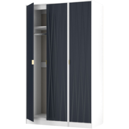 Crowndale Diamond 3 Door Indigo Matt and White Tall Wardrobe Ready Assembled - Indigo Matt & White - Wilko - thumbnail 7