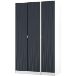 Crowndale Diamond 3 Door Indigo Matt and White Tall Wardrobe Ready Assembled - Indigo Matt & White - Wilko - thumbnail 5