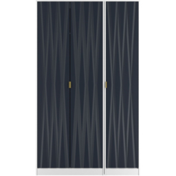 Crowndale Diamond 3 Door Indigo Matt and White Tall Wardrobe Ready Assembled - Indigo Matt & White - Wilko - thumbnail 3