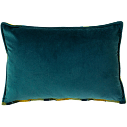 Paoletti Delano Teal and Gold Velvet Jacquard Cushion - Size: 60 x 40cm - Multi - Wilko - thumbnail 4