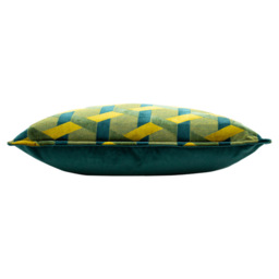Paoletti Delano Teal and Gold Velvet Jacquard Cushion - Size: 60 x 40cm - Multi - Wilko - thumbnail 5