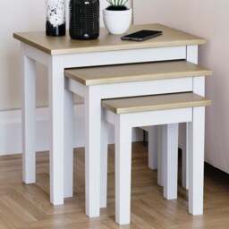 VIDA DESIGNS Yorkshire Oak and White Nest of Tables Set of 3 - Wilko