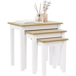 Vida Designs Yorkshire Oak and White Nest of Tables Set of 3 - Wilko - thumbnail 3