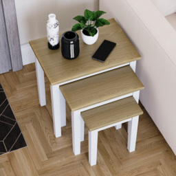 Vida Designs Yorkshire Oak and White Nest of Tables Set of 3 - Wilko - thumbnail 5