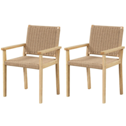 Costway Natural Paper Rope Woven Wood Chair Set of 2 - Size: 2 Seater - Cream - Wilko - thumbnail 3