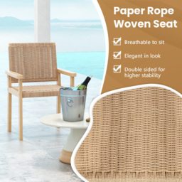 Costway Natural Paper Rope Woven Wood Chair Set of 2 - Size: 2 Seater - Cream - Wilko - thumbnail 7