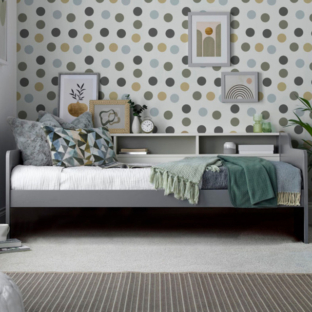 Tyler Single Grey and White Guest Bed with Spring Mattress - Bedmaster - Wilko - image 1