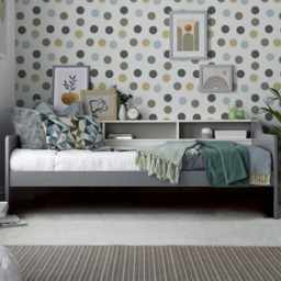 Tyler Single Grey and White Guest Bed with Spring Mattress - Bedmaster - Wilko - thumbnail 1