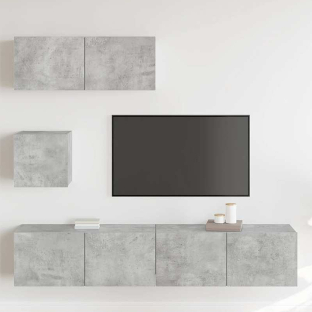 vidaXL 7 Door Concrete Grey Wall Mounted TV Cabinet - Size: 30 x 80 x 30cm - Wilko - image 1