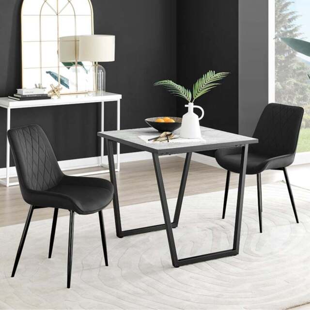 Furniturebox Copeland Cesano Marble Effect 2 Seater Dining Set White and Black - Wilko - image 1