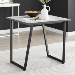 Furniturebox Copeland Cesano Marble Effect 2 Seater Dining Set White and Black - Wilko - thumbnail 3