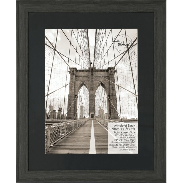 The Port. Co Gallery Winsford Black Mounted Photo Frame 16 x 12 inch - Size: A3 - Wilko - image 1