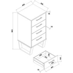 Core Products Texas 4 Drawer Grey Waxed Pine Narrow Chest of Drawers - Wilko - thumbnail 7