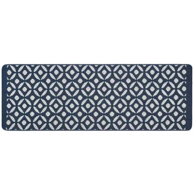 My Mat Navy Crescent Stain Resistant Runner 67 x 200cm - Size: 67 x 200 x 2cm - Blue - Wilko - image 1
