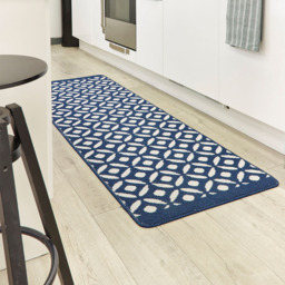 My Mat Navy Crescent Stain Resistant Runner 67 x 200cm - Size: 67 x 200 x 2cm - Blue - Wilko - thumbnail 3