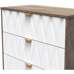 Crowndale Las Vegas 3 Drawer Matt White and Vintage Oak Chest of Drawers Ready Assembled - Wilko - thumbnail 6