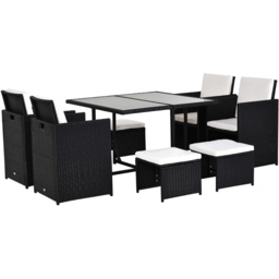Outsunny 8 Seater Outdoor Dining Set Black with Stool - Wilko - thumbnail 3