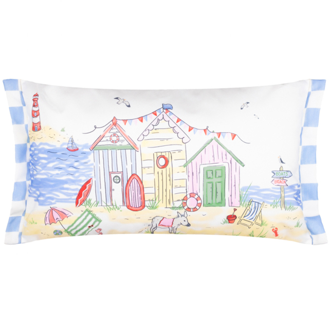 Furn Multicolour Beach Huts Rectangular Reversible Cushion 30 x 50cm - Wilko - image 1
