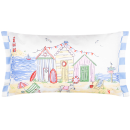 Furn Multicolour Beach Huts Rectangular Reversible Cushion 30 x 50cm - Wilko - thumbnail 1