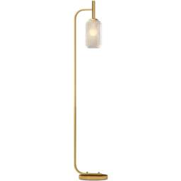 Portland Glass Lampshade Floor Lamp - Size: 153 x 25 x 29cm - Gold - Wilko - thumbnail 1