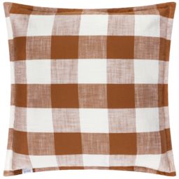 Yard Chesil Pecan Check Cotton Polyester Filled Outdoor Cushion 50 x 50cm - Orange - Wilko