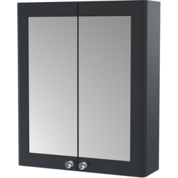 nuie Classique 2 Door Soft Black Wall Hung Mirror Cabinet - Size: 715 x 600 x 180mm - Wilko - thumbnail 3