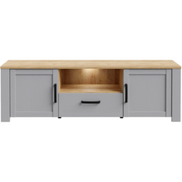 Florence Bohol 2 Door Single Drawer Grey Riviera Oak TV Unit - Size: 42 x 166 x 52cm - Brown - Wilko - thumbnail 4