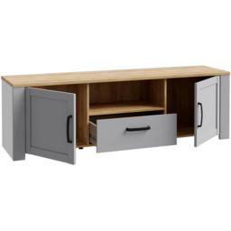 Florence Bohol 2 Door Single Drawer Grey Riviera Oak TV Unit - Size: 42 x 166 x 52cm - Brown - Wilko - thumbnail 5