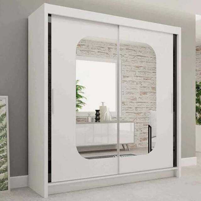 Sliding Wardrobes 4U Marika 2 Door White Mirrored Wardrobe 180cm - Wilko - image 1