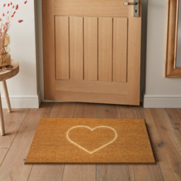 Eselle Astley Pressed Heart Embossed Natural Coir Door Mat 40 x 60cm - Size: 40 x 60 x 1.5cm - Brown - Wilko - thumbnail 6