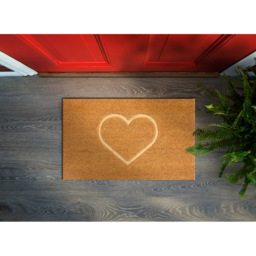 Eselle Astley Pressed Heart Embossed Natural Coir Door Mat 40 x 60cm - Size: 40 x 60 x 1.5cm - Brown - Wilko - thumbnail 3