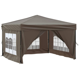 vidaXL 3 x 3m Taupe Foldable Party Tent with Sidewalls - Brown - Wilko - thumbnail 4