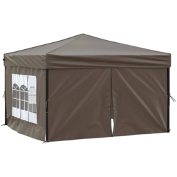 vidaXL 3 x 3m Taupe Foldable Party Tent with Sidewalls - Brown - Wilko - thumbnail 3