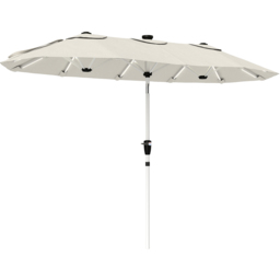 Outsunny Cream White Double-Sided Canopy Solar LED Garden Parasol 3m - Wilko