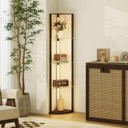 HOMCOM 4 Shelf Corner Dimmable LED Floor Lamp with Foot Switch - Size: 15 x 33.5 x 44cm - Black - Wilko - thumbnail 4