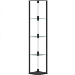 HOMCOM 4 Shelf Corner Dimmable LED Floor Lamp with Foot Switch - Size: 15 x 33.5 x 44cm - Black - Wilko